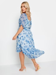 Yours Curve Blue Limited Floaty High Low Dress - Image 3 of 5