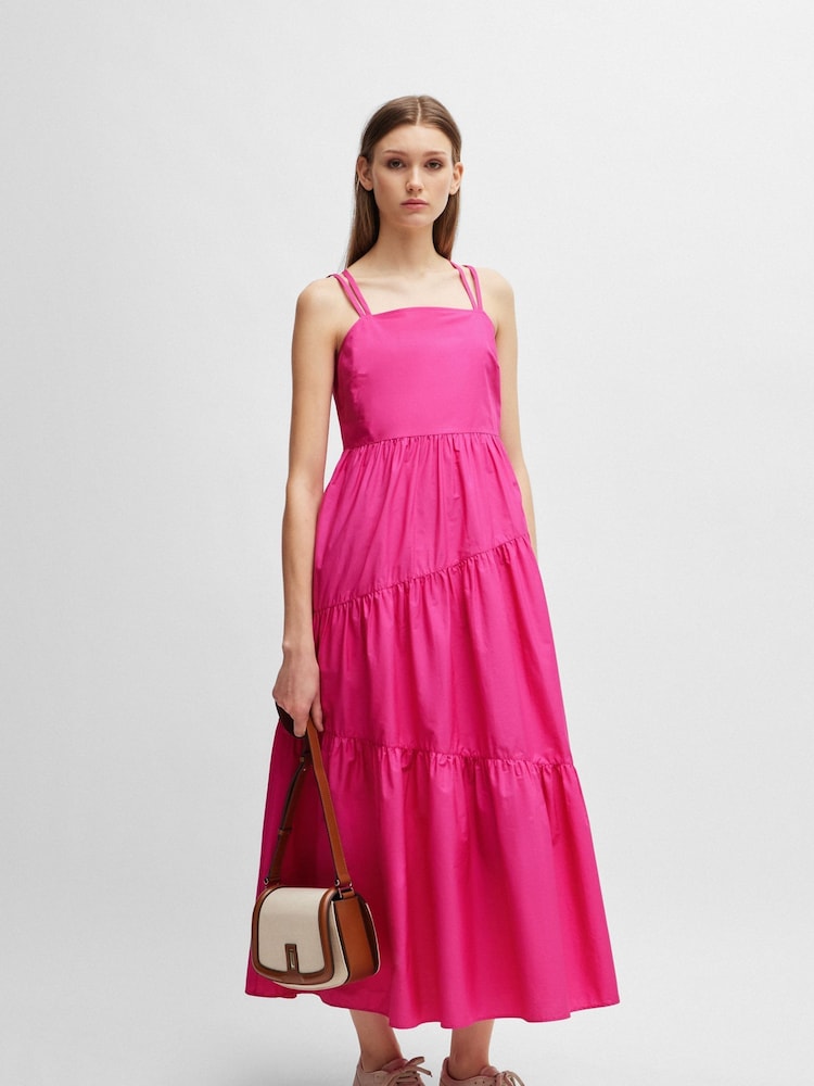BOSS Purple Maxi Dress In Cotton Poplin With Cross-Over Straps - Image 1 of 5 BOSS Purple Maxi Dress In Cotton Poplin With Cross-Over Straps - Image 1 of 5