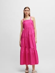 BOSS Purple Maxi Dress In Cotton Poplin With Cross-Over Straps - Image 3 of 5