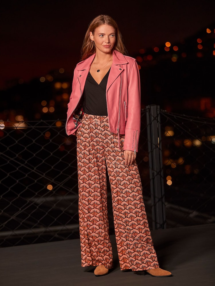 Joe Browns Pink Studded Cropped Leather Jacket - Image 2 of 5