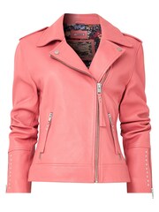Joe Browns Pink Studded Cropped Leather Jacket - Image 5 of 5