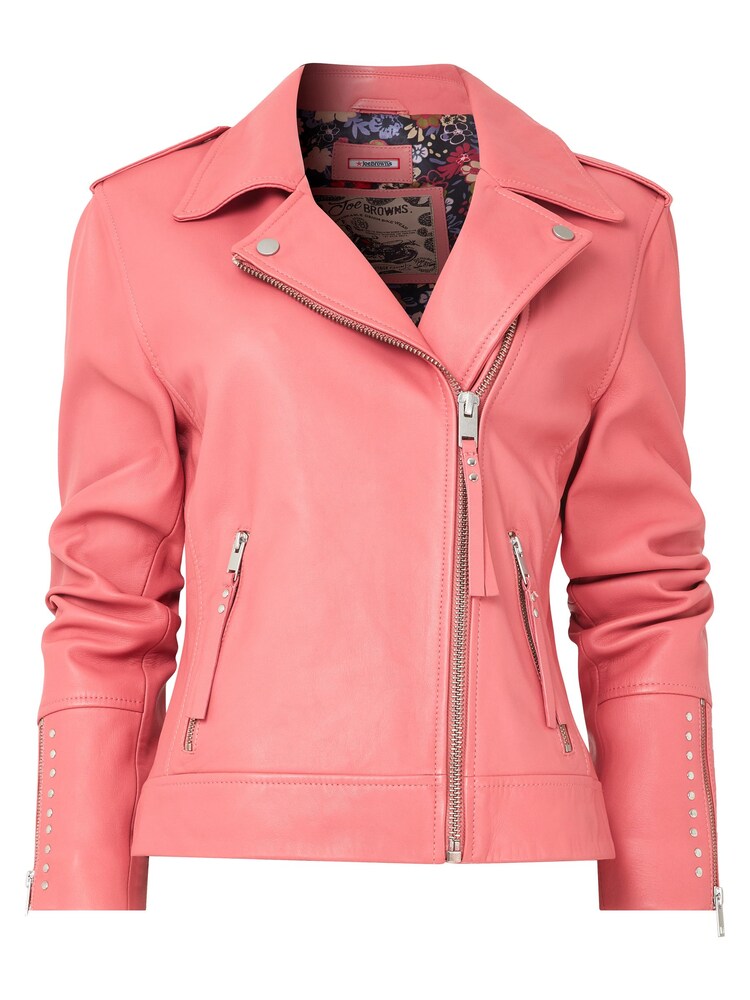 Joe Browns Pink Studded Cropped Leather Jacket - Image 5 of 5