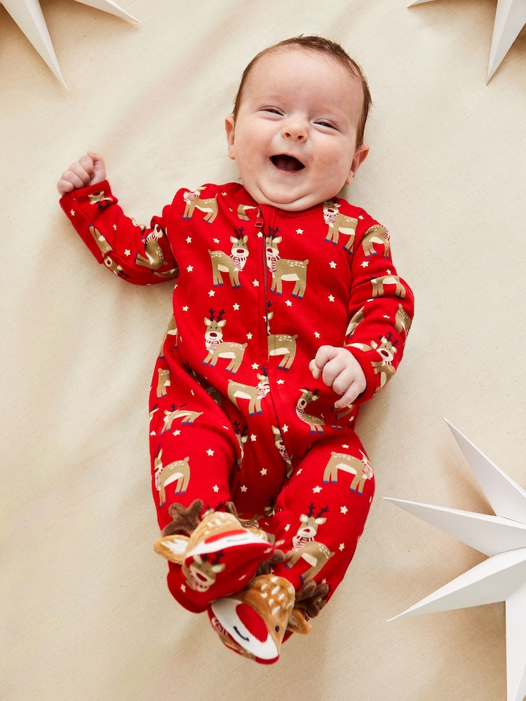 JoJo Maman Bébé Cotton Christmas Print Zip Sleepsuit - Imagen 2 de 7 JoJo Maman Bébé Cotton Christmas Print Zip Sleepsuit - Imagen 2 de 7