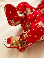 JoJo Maman Bébé Cotton Christmas Print Zip Sleepsuit - Imagen 4 de 7