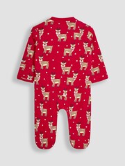 JoJo Maman Bébé Cotton Christmas Print Zip Sleepsuit - Imagen 6 de 7