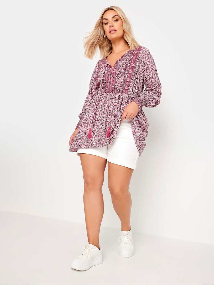 Yours Curve Orange Tiered Blouse - Image 2 of 5