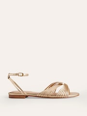 Boden Gold Twist Front Flat Sandals - Image 2 of 4