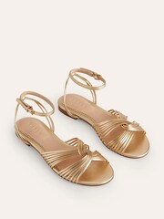 Boden Gold Twist Front Flat Sandals - Image 3 of 4