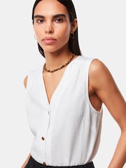 Whistles White 100% Linen Laura Tank - Image 1 of 5