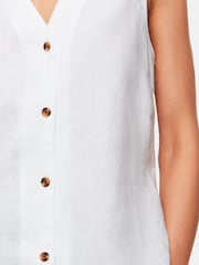 Whistles White 100% Linen Laura Tank - Image 3 of 5