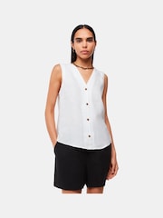 Whistles White 100% Linen Laura Tank - Image 4 of 5