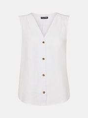Whistles White 100% Linen Laura Tank - Image 5 of 5