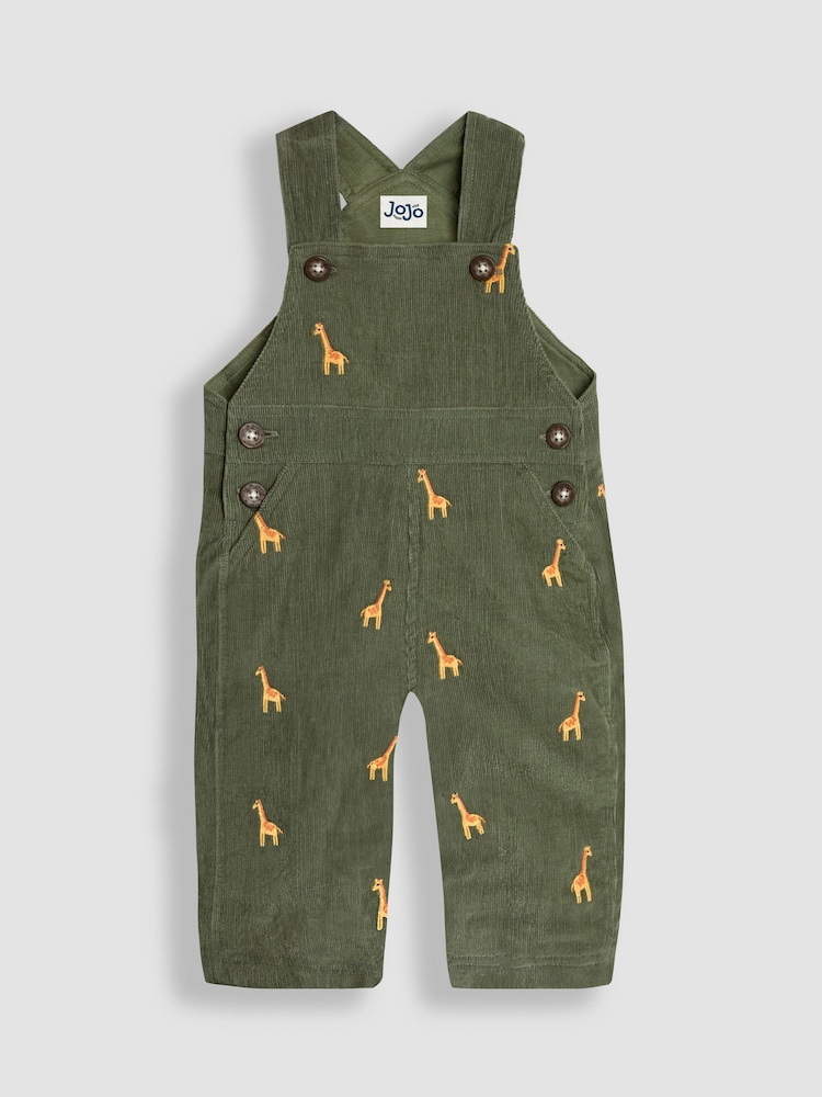 JoJo Maman Bébé Khaki Embroidered Dungarees & Top Set - Image 2 of 6