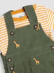 JoJo Maman Bébé Khaki Embroidered Dungarees & Top Set - Image 6 of 6