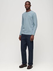 Superdry Blue Vintage Logo Embroidered Henley Top - Image 2 of 6