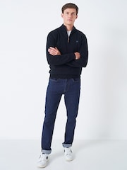 Crew Clothing Company Blue Dark Quarter Zip Knitted Jumper - Image 3 of 4