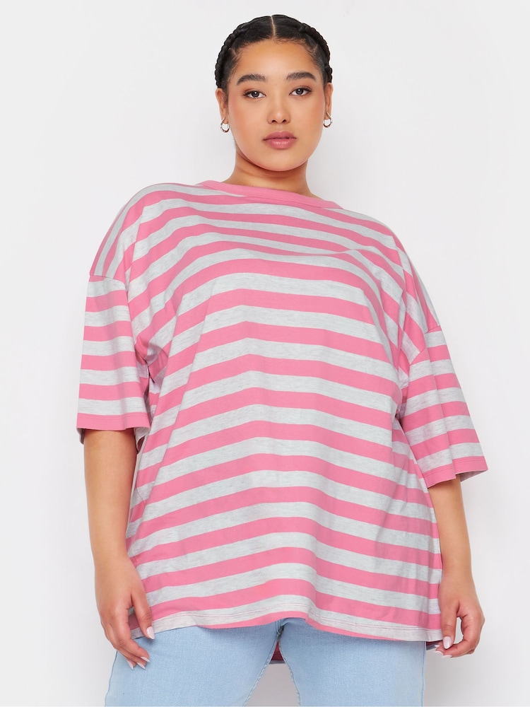 Yours Curve Grey 100% Cotton Boxy T-Shirt - Image 1 of 5