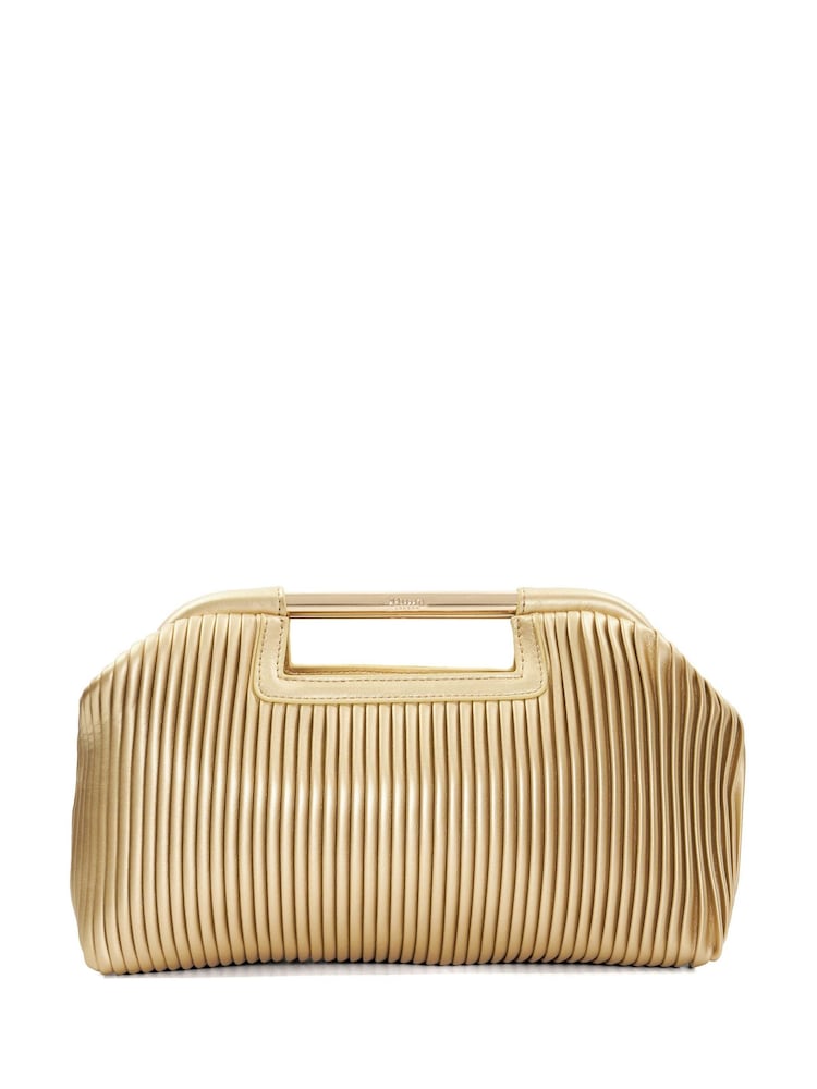 Dune London Gold Ebec Pleated Framed Clutch Bag - Image 2 of 5