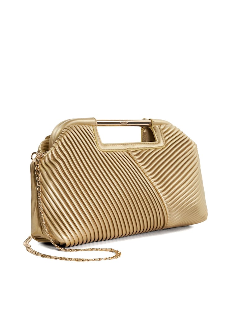 Dune London Gold Ebec Pleated Framed Clutch Bag - Image 3 of 5