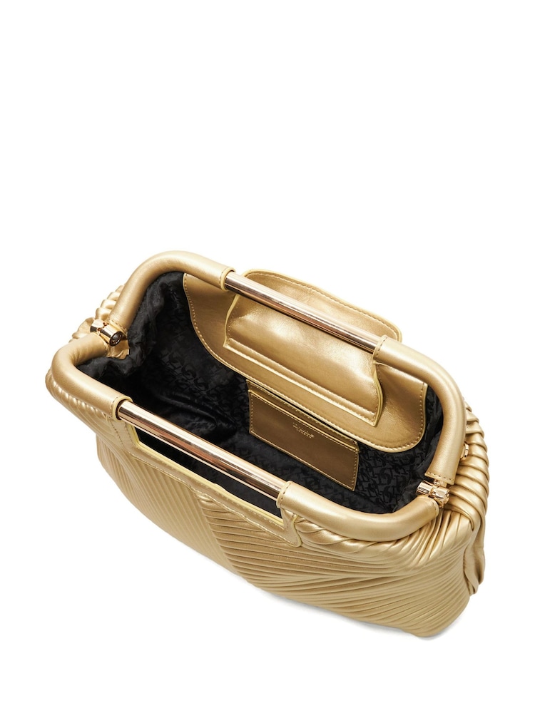 Dune London Gold Ebec Pleated Framed Clutch Bag - Image 4 of 5