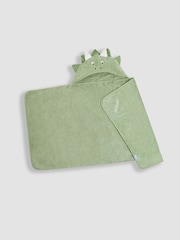 JoJo Maman Bébé Green Dino Personalised Large Hooded Towel - Image 1 of 6