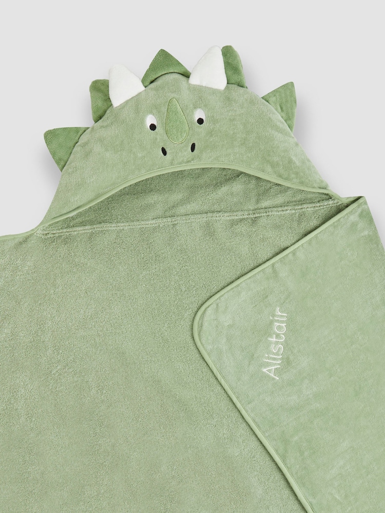 JoJo Maman Bébé Green Dino Personalised Large Hooded Towel - Image 2 of 6