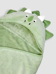 JoJo Maman Bébé Green Dino Personalised Large Hooded Towel - Image 3 of 6