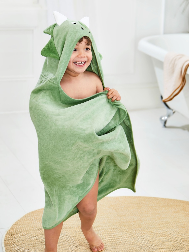 JoJo Maman Bébé Green Dino Personalised Large Hooded Towel - Image 6 of 6