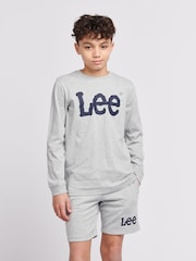 Lee Grey Boys 100% Cotton Wobbly Graphic Long Sleeve T-Shirt - Image 1 of 5