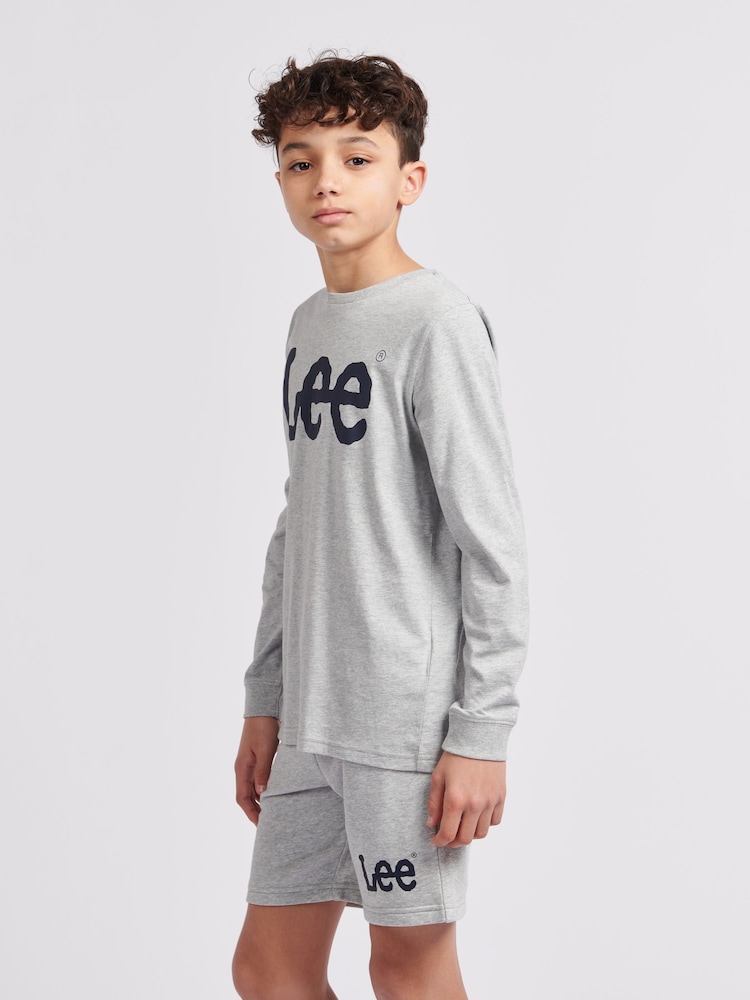 Gri - Lee Băieți 100% Bumbac Wobbly Graphic Mânecă lungă Tricou - Image 3 of 5