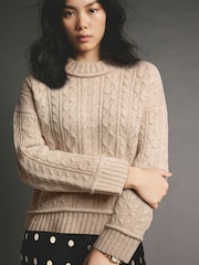 Neutral 100% Lambswool Premium Cable Knitted Jumper - Image 1 of 9