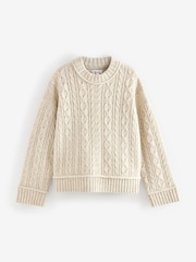 Neutral 100% Lambswool Premium Cable Knitted Jumper - Image 5 of 9