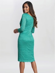 Gina Bacconi Green Melody Lace Wrap Dress - Image 2 of 5