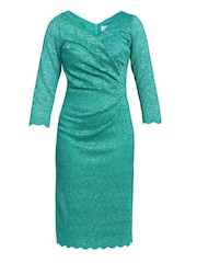 Gina Bacconi Green Melody Lace Wrap Dress - Image 5 of 5