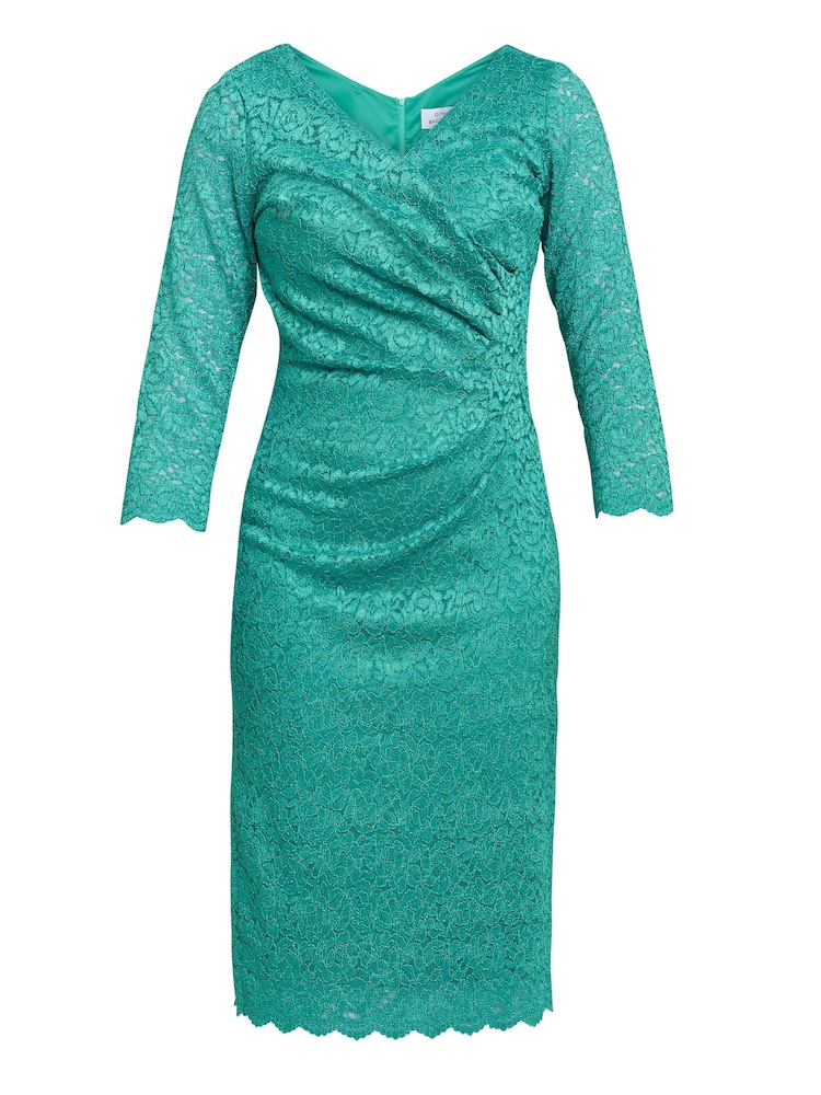 Gina Bacconi Green Melody Lace Wrap Dress - Image 5 of 5