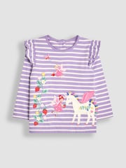 JoJo Maman Bébé Lilac Purple Fairy & Unicorn Appliqué Frill Top - Image 3 of 5