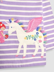 JoJo Maman Bébé Lilac Purple Fairy & Unicorn Appliqué Frill Top - Image 5 of 5