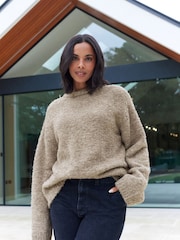 Neutral Mole Boucle Knitted Crew Neck Jumper - Image 1 of 7