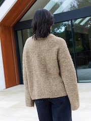 Neutral Mole Boucle Knitted Crew Neck Jumper - Image 3 of 7
