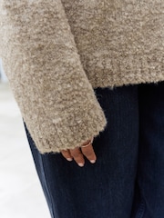Neutral Mole Boucle Knitted Crew Neck Jumper - Image 5 of 7
