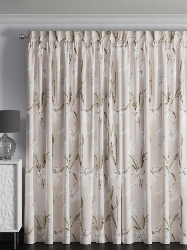 Natural Lily Floral Made to Measure 100% Cotton Curtains - Image 2 of 9