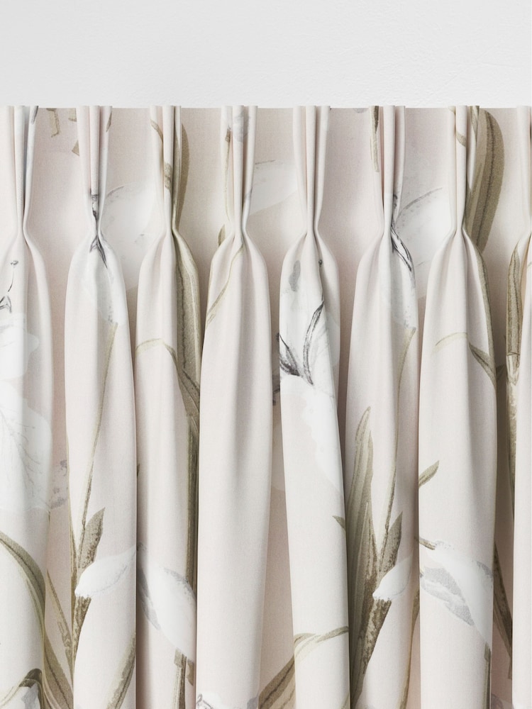 Natural Lily Floral Made to Measure 100% Cotton Curtains - Image 5 of 9
