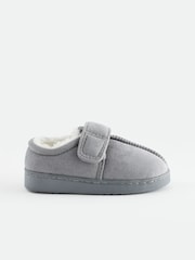 Grey Warm Lined Touch Fastening Slippers - Image 2 of 5