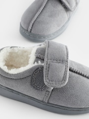 Grey Warm Lined Touch Fastening Slippers - Image 5 of 5