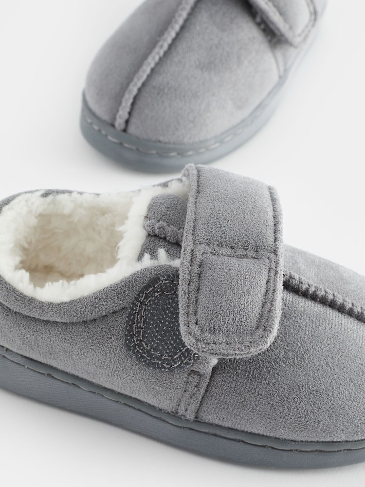 Grey Warm Lined Touch Fastening Slippers - Image 5 of 5