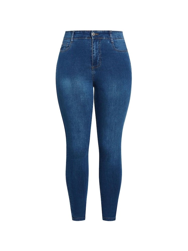 Niebieski - Evans Curve Fit Skinny Jeans - Image 5 of 6