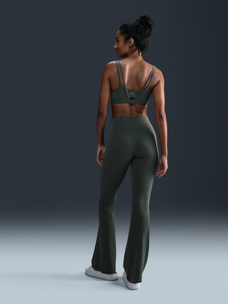 Nike Dark Green Zenvy Gentle Support High Waisted Flared Leggings - Image 3 of 8