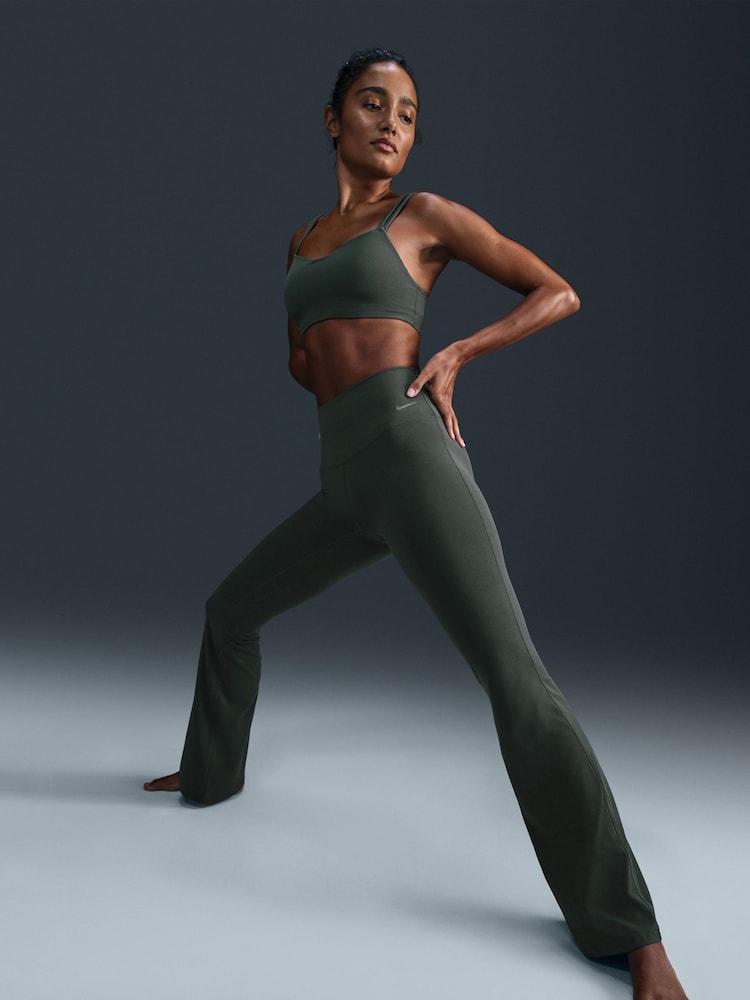 Nike Dark Green Zenvy Gentle Support High Waisted Flared Leggings - Image 5 of 8