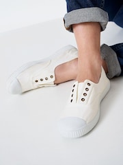 Crew Clothing White Victoria Laceless Trainers - Image 3 of 4