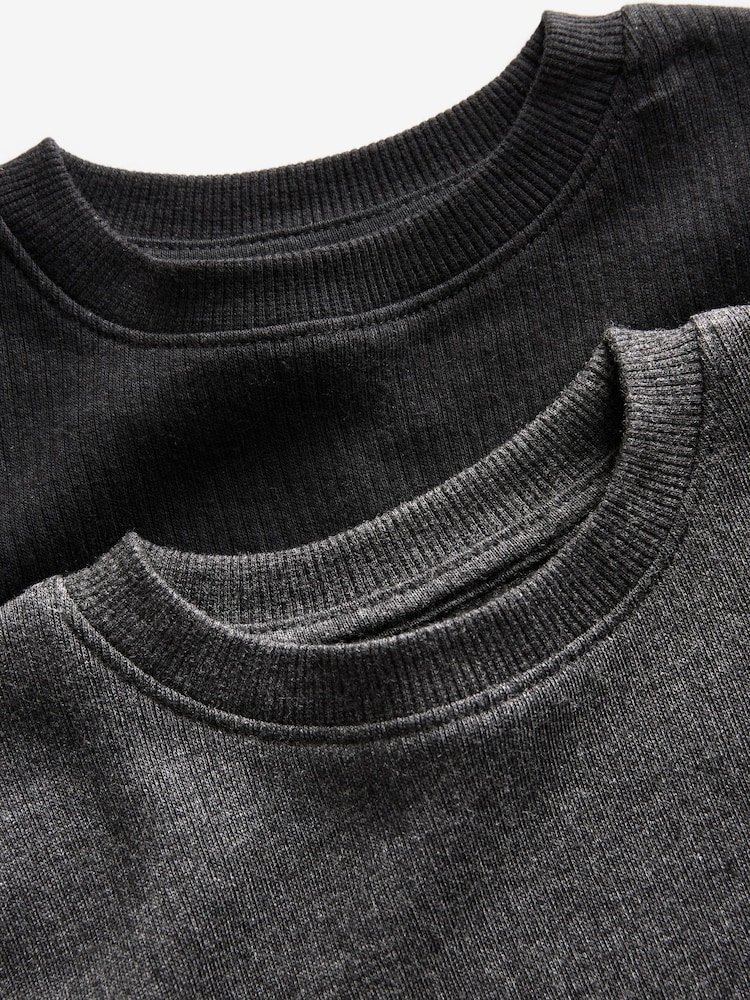 Zwart/antraciet - Set van 2 thermische T-shirts met korte mouwen (2-16jr) - Image 5 of 6